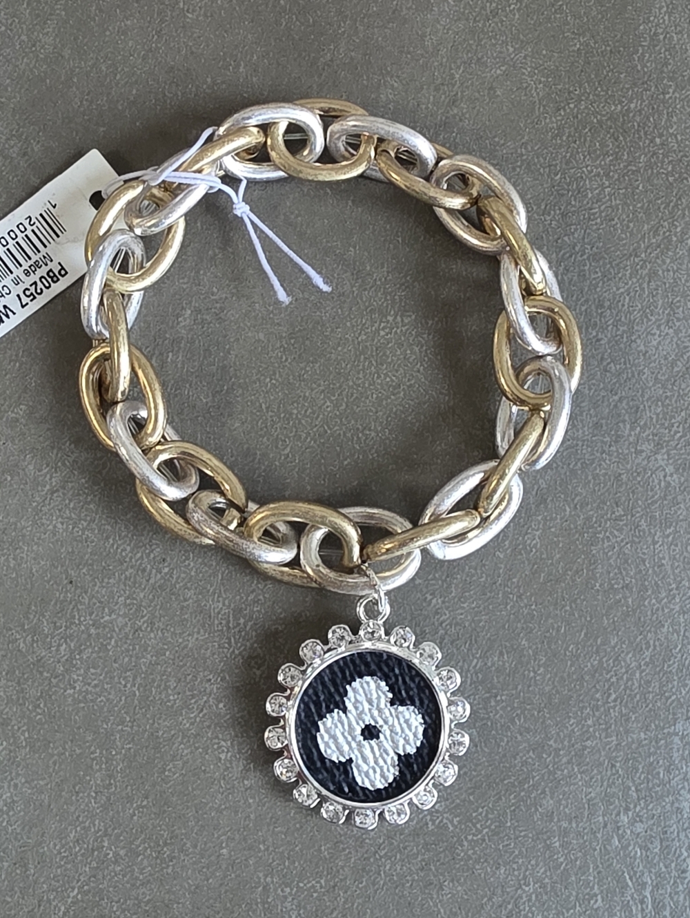 Designer Inspired Charm Stretch Silver & Gold Luxe Bracelet